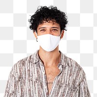 Png Latin man mockup wearing face mask in the new normal