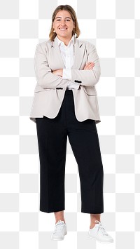 Png Confident European businesswoman mockup full body portrait for jobs and career campaign