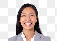 Business woman png transparent, happy smile portrait