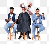 Png Men’s barber shop mockup with hairstylist jobs and career campaign