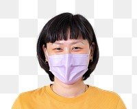 Woman wearing mask png transparent, during the new normal