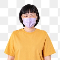 Png Asian woman mockup wearing face mask in the new normal