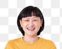 Asian woman png transparent, happy smiling face portrait