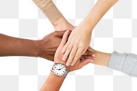 Png Diverse hands united mockup business teamwork gesture