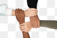 Png Diverse hands united mockup business teamwork gesture