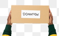 Png donation cardboard box mockup for charity campaign