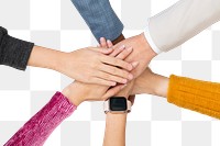 Png Diverse hands united mockup in teamwork concept