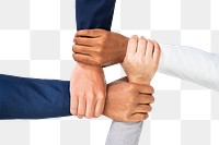 Png Diverse hands united mockup business teamwork gesture