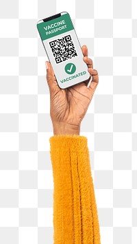 Png Smartphone screen hand mockup with QR code cashless payment