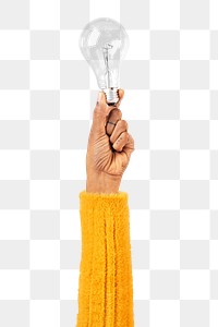 Png Light bulb creative mockup business idea symbol held by a hand