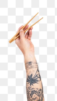 Png Hand holding chopsticks mockup for food concept