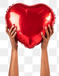 Png Valentines heart balloon mockup held by a person