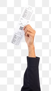 Png Hand holding receipt mockup for shopping campaign