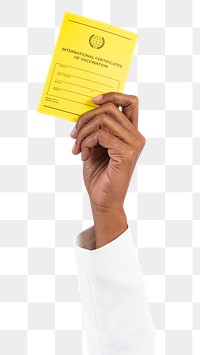 Png Covid-19 vaccine certificate mockup held by a businessman’s hand