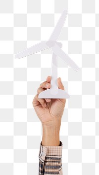 Png Wind turbine hand mockup renewable energy environment