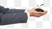 Png hand cupping plant mockup save the environment campaign