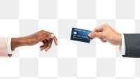 Png Credit card finance mockup held by a hand for banking campaign