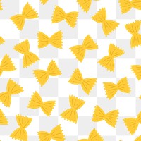 Farfalle png pasta pattern background in yellow bow shape border