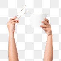 Png Hand holding bowl mockup for food concept