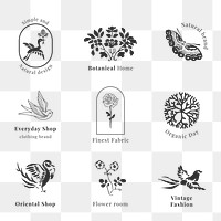Organic branding png logos vintage collection