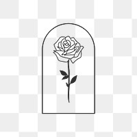 Png rose badge Japanese line art icon