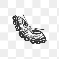 Vintage butterfly png sticker in black