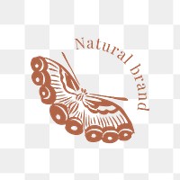 Butterfly logo png for vintage natural brands in brown