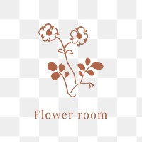 Classic flower png logo for branding in brown
