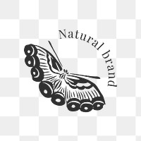 Butterfly logo png for vintage natural brands in black