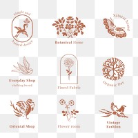 Organic branding png logos vintage collection