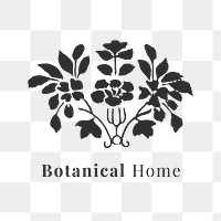 Beautiful leaf png logo for botanical branding in black