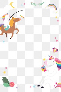 Unicorn png colorful frame magical theme for kids