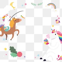 Unicorn png colorful frame magical theme for kids