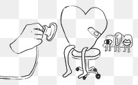 Dairy health check png element with heartache icon healthcare doodle