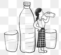 Drinking water png element healthy dairy habits healthcare doodle