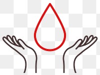 Blood donation helping hands png illustration health charity concept in minimal line art style