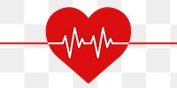 Red medical heartbeat line png heart shape graphic in health charity concept