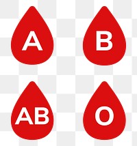 Blood types red icons png red health charity illustration set