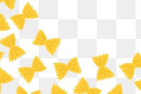 Farfalle png pasta pattern background in yellow bow shape border