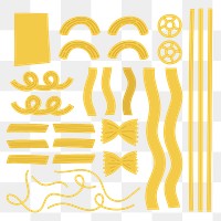 Cute png pasta food doodle colorful graphic set