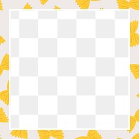 Cute png farfalle pasta frame in square shape doodle food pattern