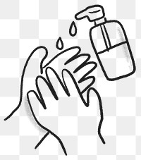 Png wash hands doodle sticker, new normal design