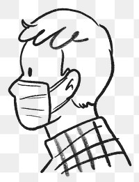 Png person, face mask, illustration new normal doodle