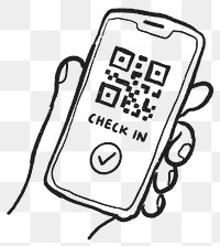 Png contactless check in, new normal doodle sticker