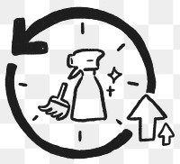 Png disinfect cleaning cycle sticker, doodle illustration new normal