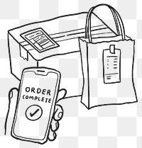 E-commerce png business doodle, online delivery order complete