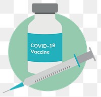 Coronavirus png vaccine sticker, COVID 19 flat design