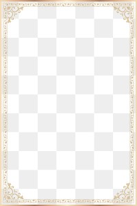 Gold vintage png frame, ornaments transparent background