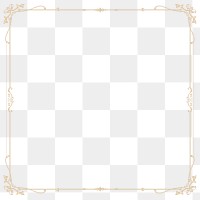 Gold vintage png frame, ornaments transparent background