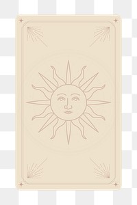 Sun tarot png aesthetic sticker, mystical illustration, transparent background